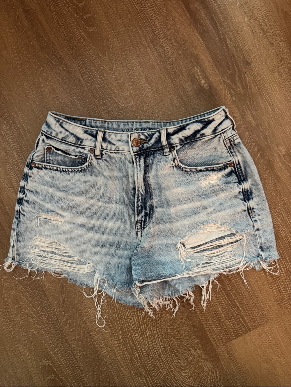 American Eagle Outfitters Light Blue Distressed Denim Shorts
